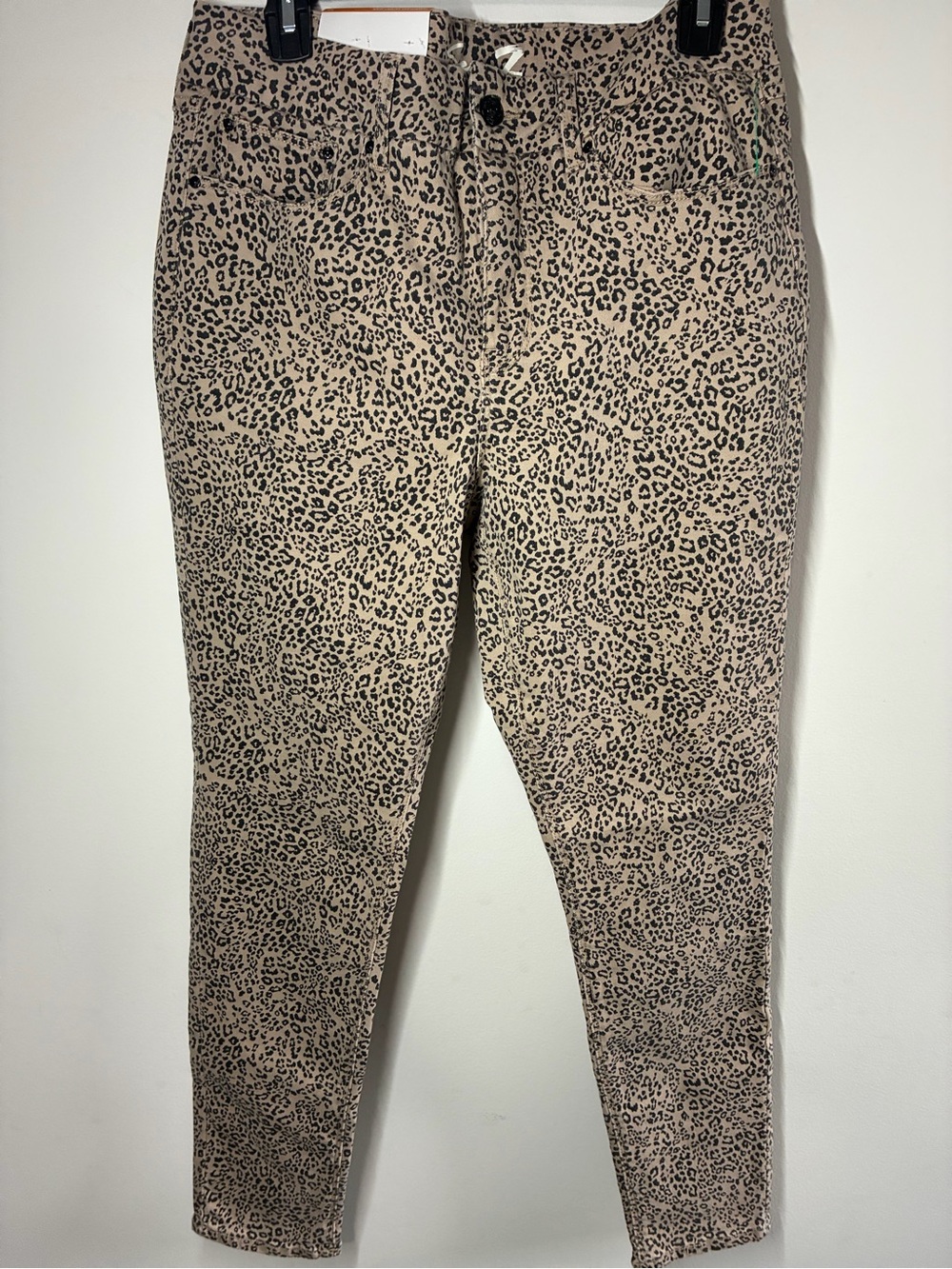 Seven7 Beige and Black Leopard Print Skinny Jeans